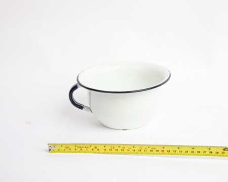 Chamber Pot in Enamel White and Blue